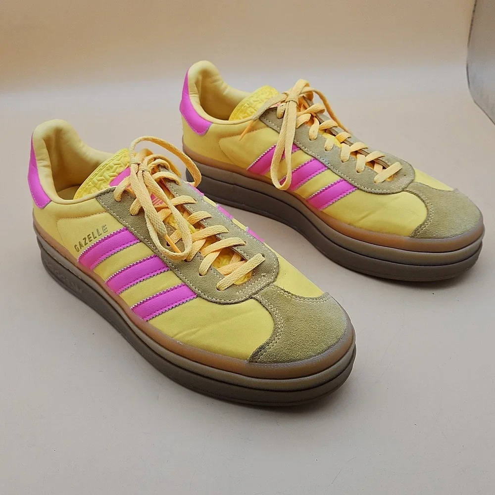 Adidas Gazelle Bold Shoes Womens Size 10 Yellow Pink Platform Sneakers IG4387 - Picture 4 of 10